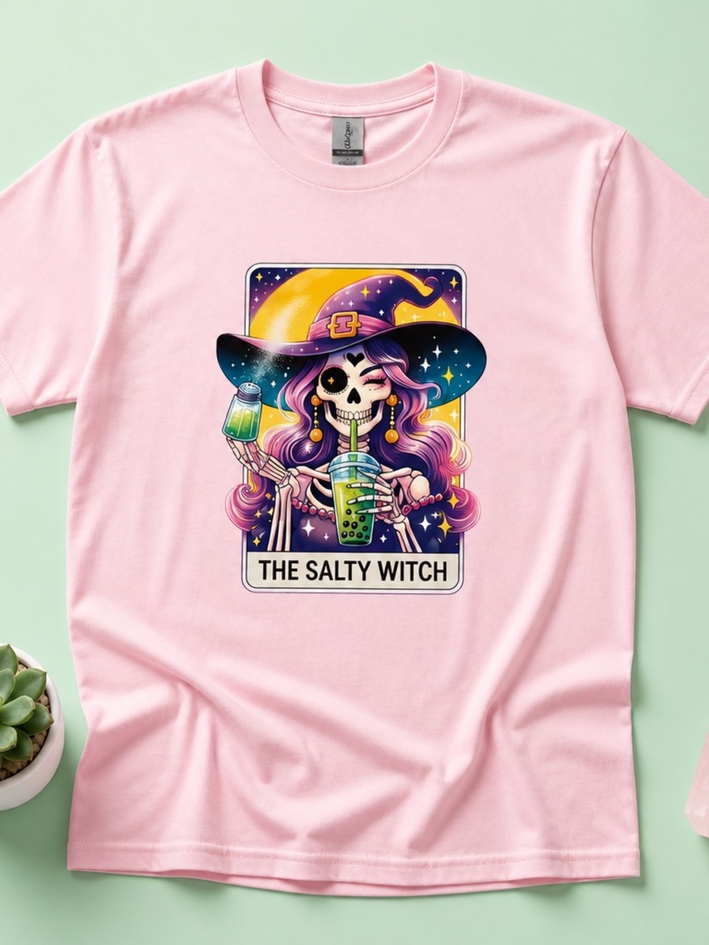 The Salty Glamorous Witch 100% Cotton Rose Pink Unisex T Shirt Size XL